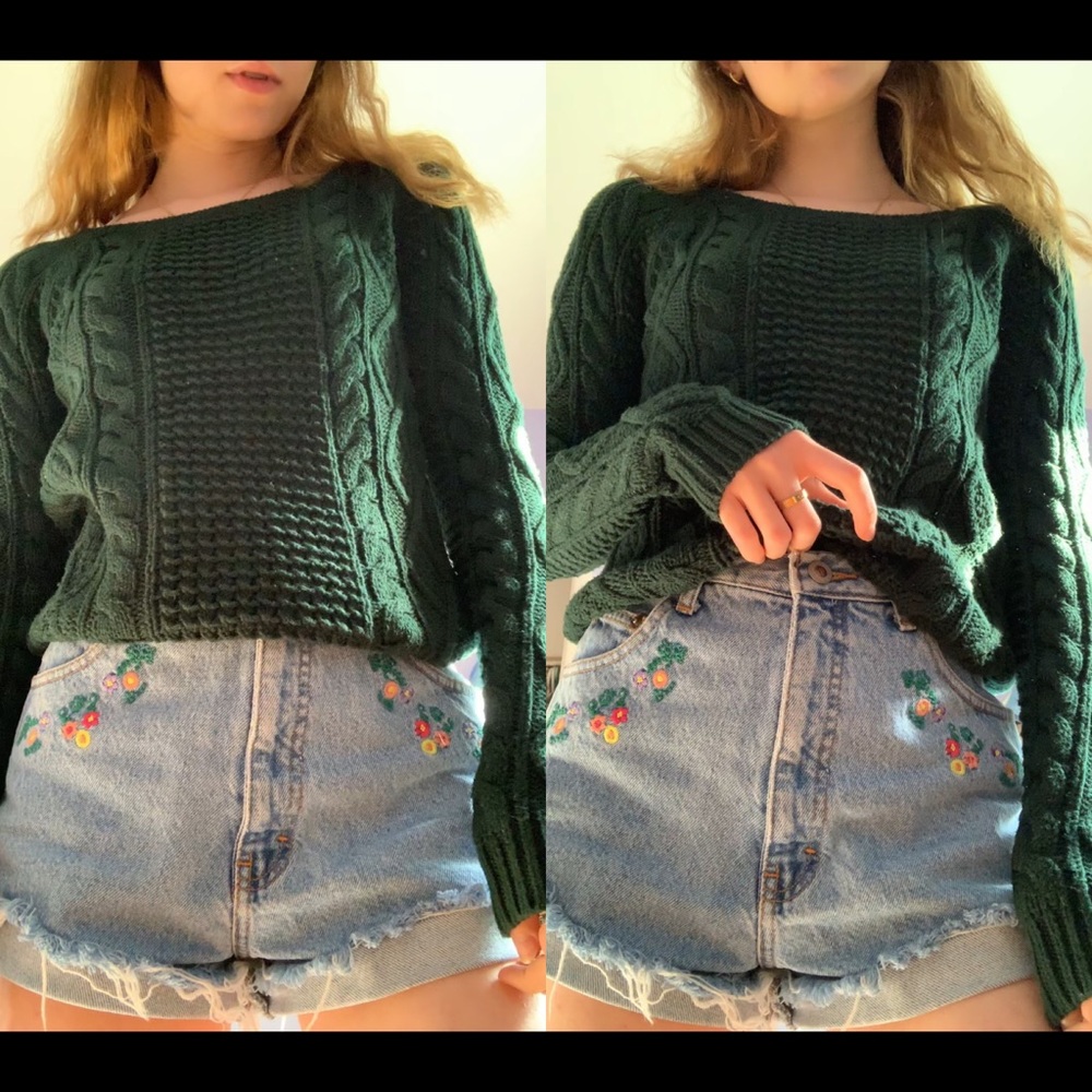 Ralph Lauren Dark Green Chunky Cable Knit Sweater